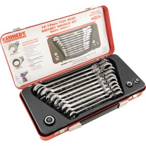 10-19mm Racsnis Csillag-villáskulcs Csuklós Fejjel 10 db-os Készlet - CROMWELL - B0007195 - Szerszám >>Kézi szerszám>>Kézi szerszámok