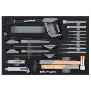 Vágó-/véső szerszám és reszelő készlet fiók 27 db.