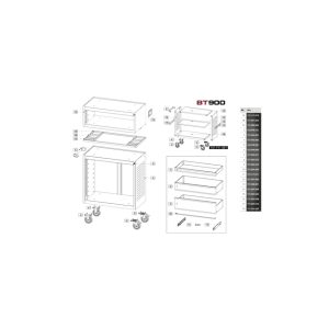 Mobil szerszámos szekrény BT900 - KRAFTWERK - B0009069 - Szerszám >> Műhelyberendezés >> Műhelykocsi kiegészítők